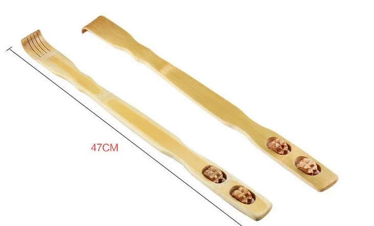 2 pieces Bamboo Wooden Back Scratcher Massage Rolls Long Reach Itchy Relief BMT01