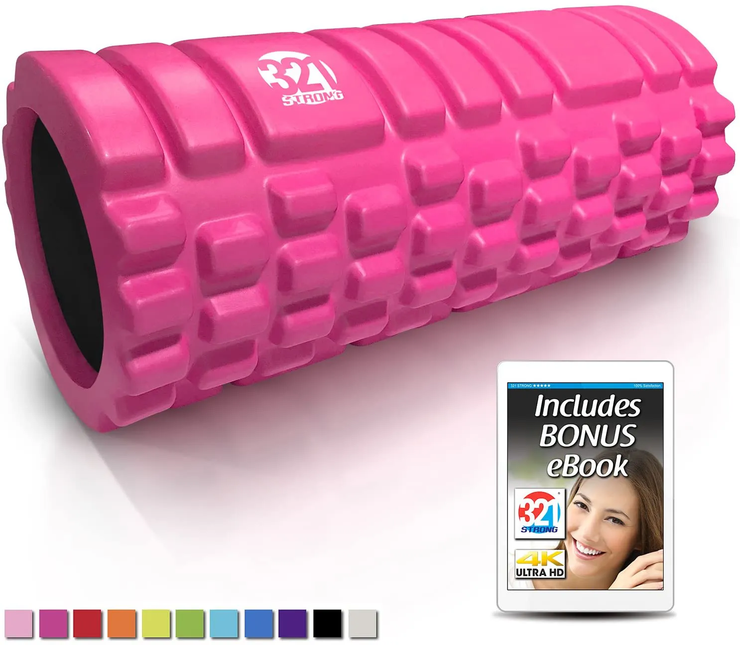 321 STRONG Foam Roller - Medium Density Deep Tissue Massager for Muscle Massage and Myofascial Trigger Point Release, with 4K eBook