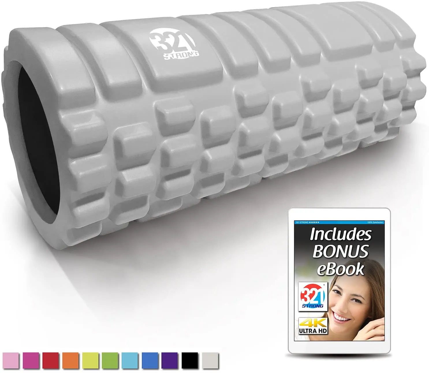 321 STRONG Foam Roller - Medium Density Deep Tissue Massager for Muscle Massage and Myofascial Trigger Point Release, with 4K eBook