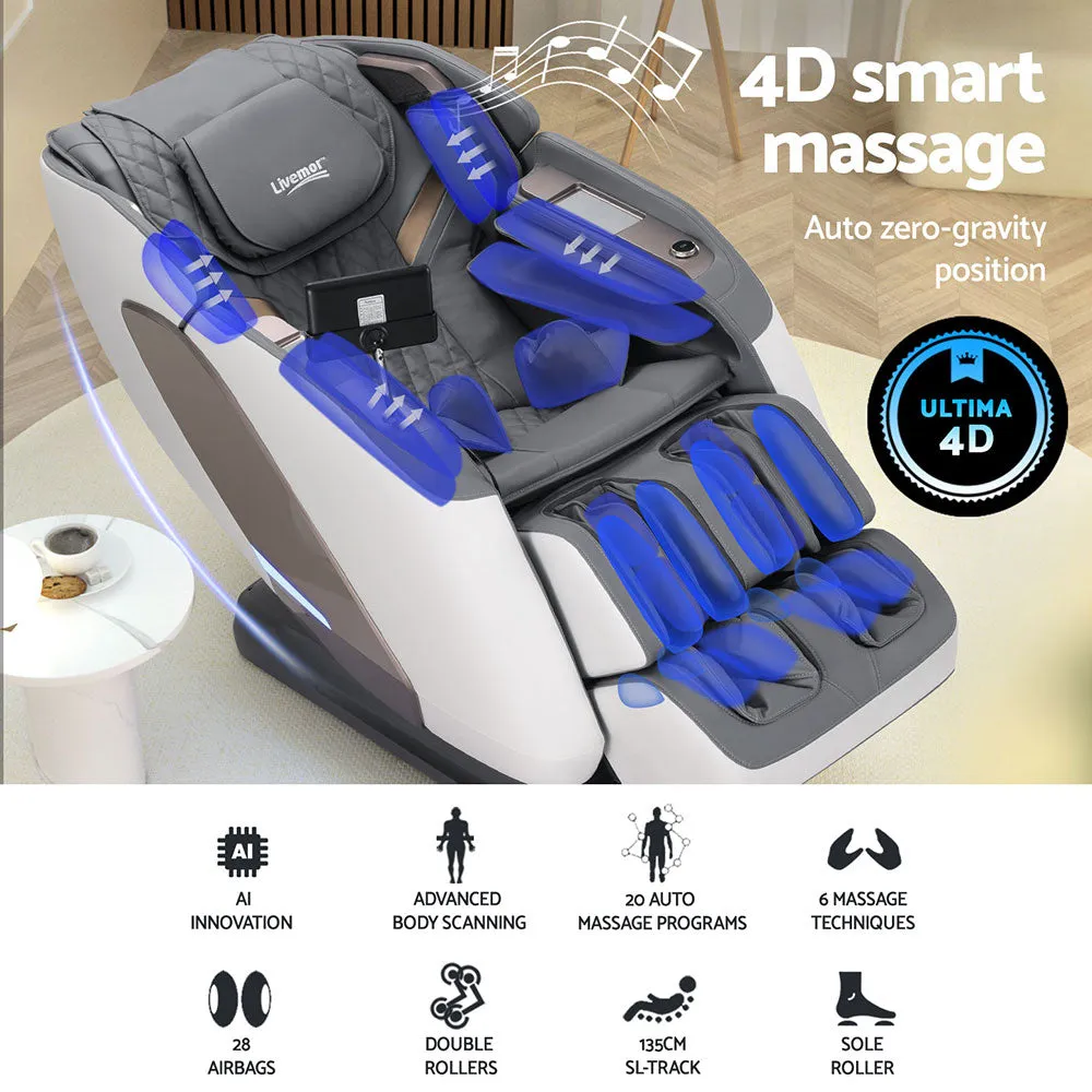 4D Heated Massage Chair w/ Bluetooth & Aromatherapy - Livemor