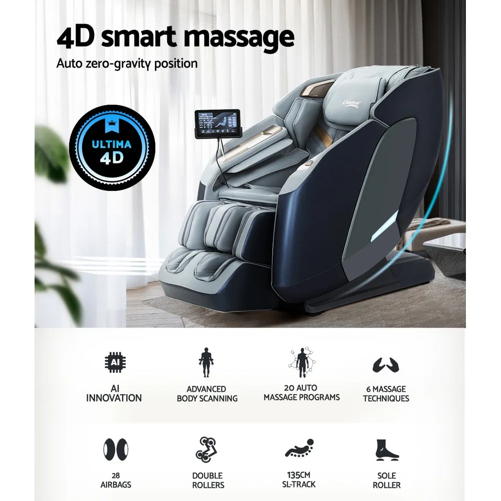 4D Massage Chair w/ Heated Therapy, Bluetooth - Livemor