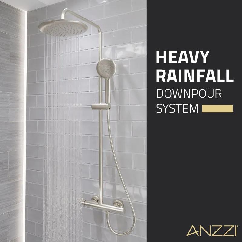 ANZZI Heavy Rainfall Stainless Steel Shower Bar with Hand Sprayer