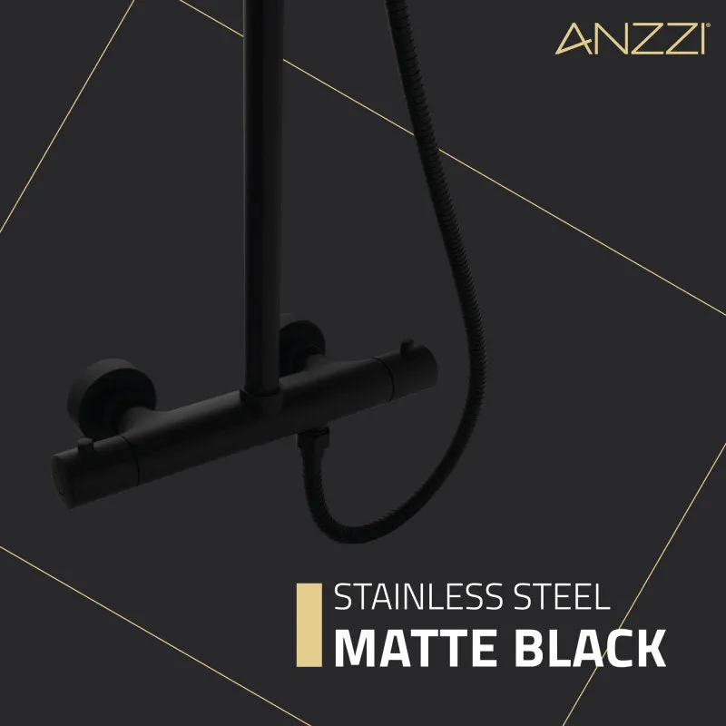 ANZZI Heavy Rainfall Stainless Steel Shower Bar with Hand Sprayer