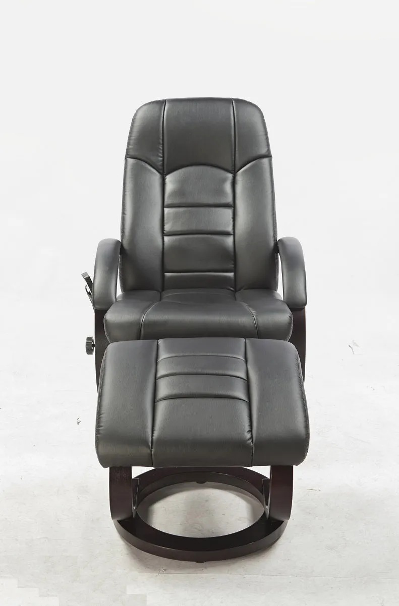 Black PU Leather Massage Recliner with Ottoman, Remote