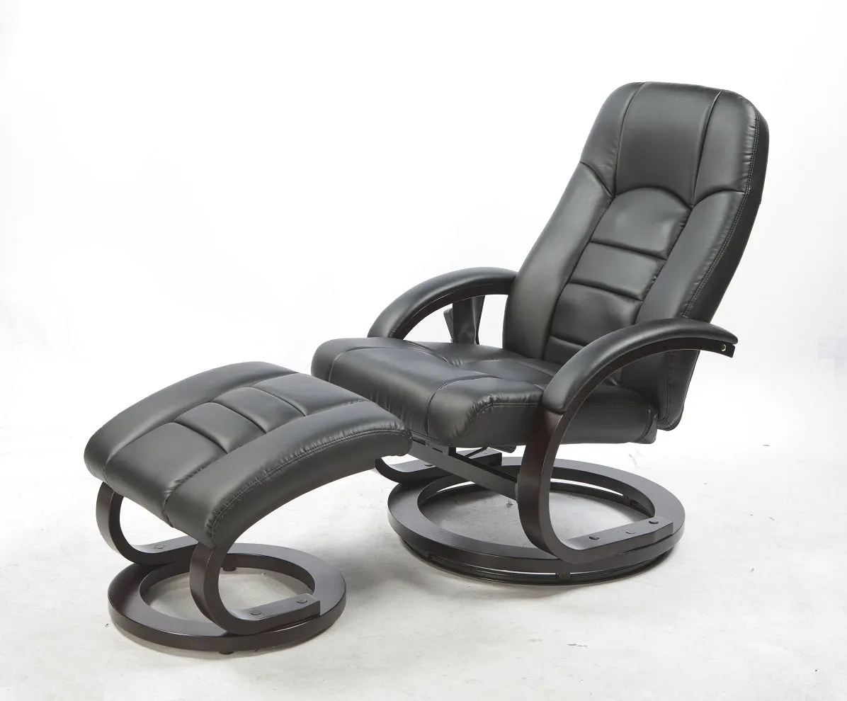 Black PU Leather Massage Recliner with Ottoman, Remote