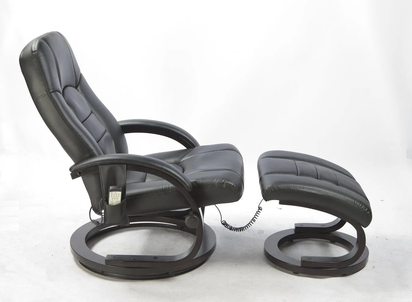 Black PU Leather Massage Recliner with Ottoman, Remote