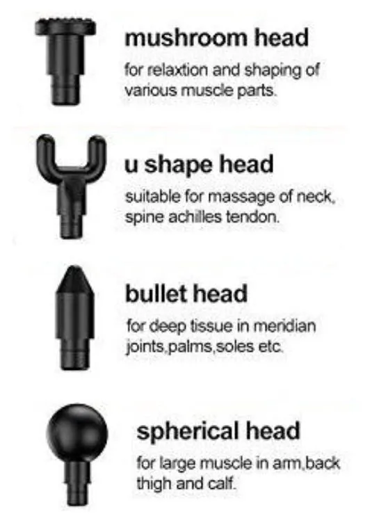 BODXPRO™ Deep Tissue Massage Gun - Handheld Rechargeable Percussion Massager - 4 Heads, 5 Speeds