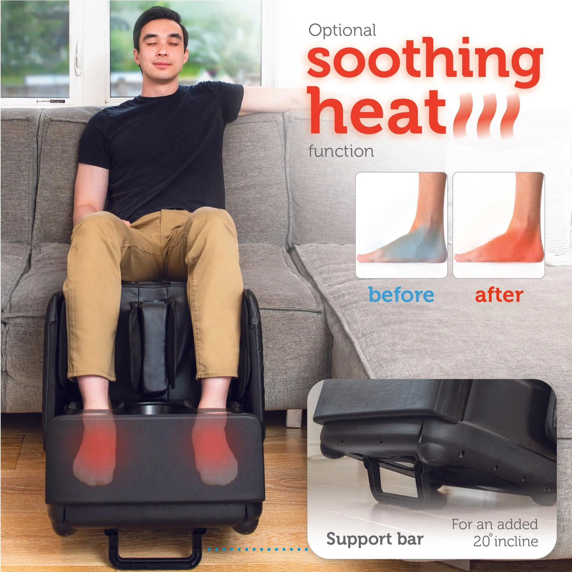 Comfier 2 in 1 Foot Massager Machine & Ottoman Foot Rest,Shiatsu Foot and Calf Massager with Heat - 5001