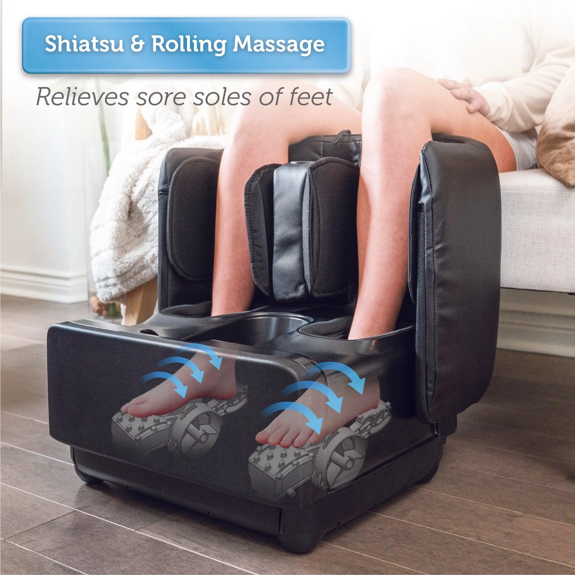 Comfier 2 in 1 Foot Massager Machine & Ottoman Foot Rest,Shiatsu Foot and Calf Massager with Heat - 5001