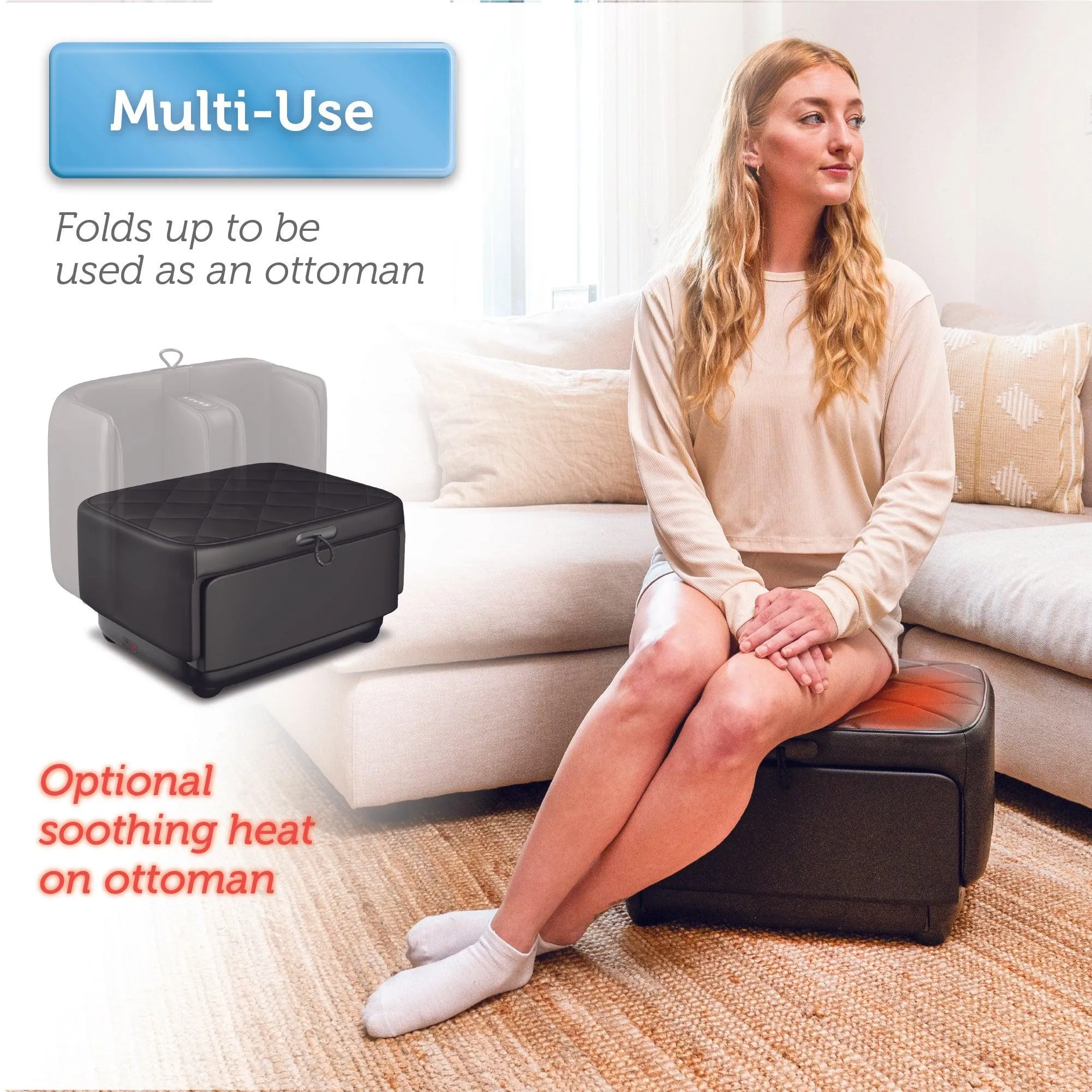 Comfier 2 in 1 Foot Massager Machine & Ottoman Foot Rest,Shiatsu Foot and Calf Massager with Heat - 5001