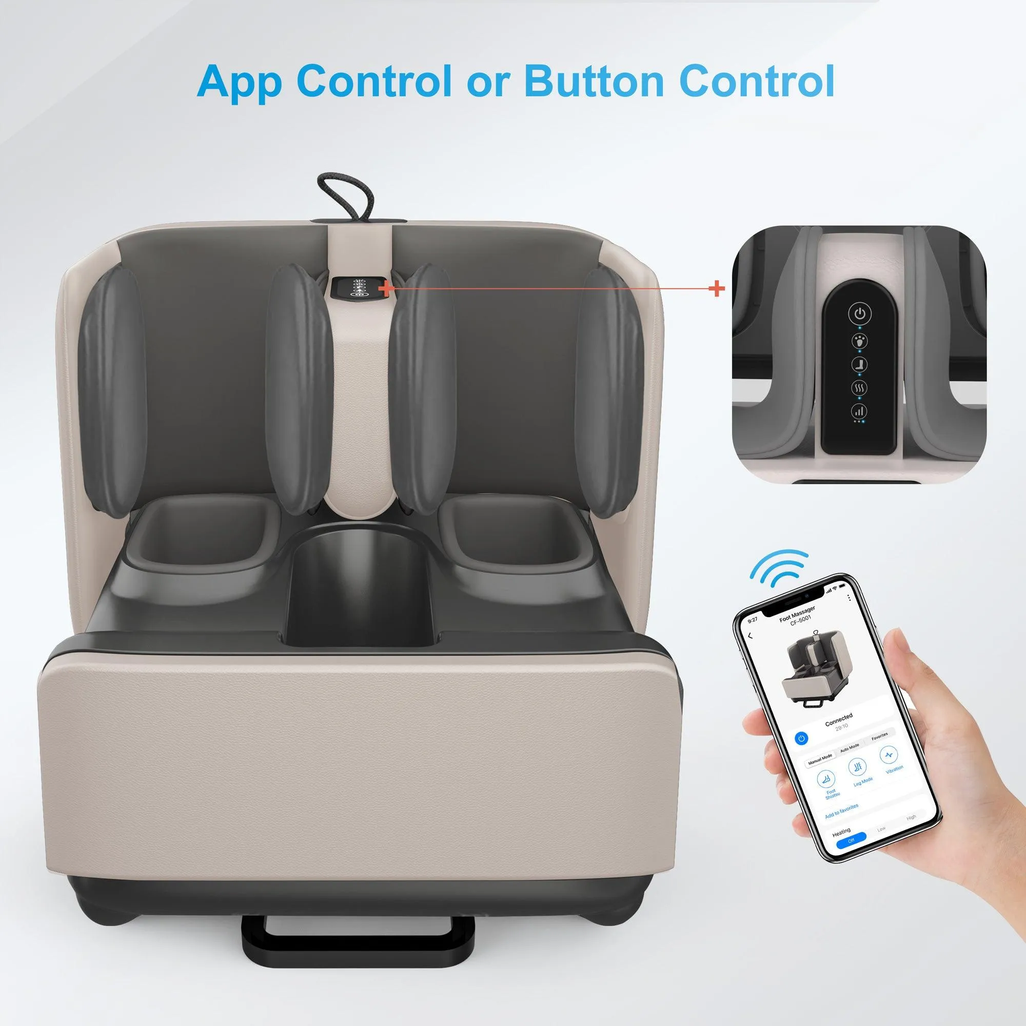 COMFIER 2-in-1 Shiatsu Foot Massager&Foot Rest,Foot and Calf Massager with APP Control-- CF-5001S-APP