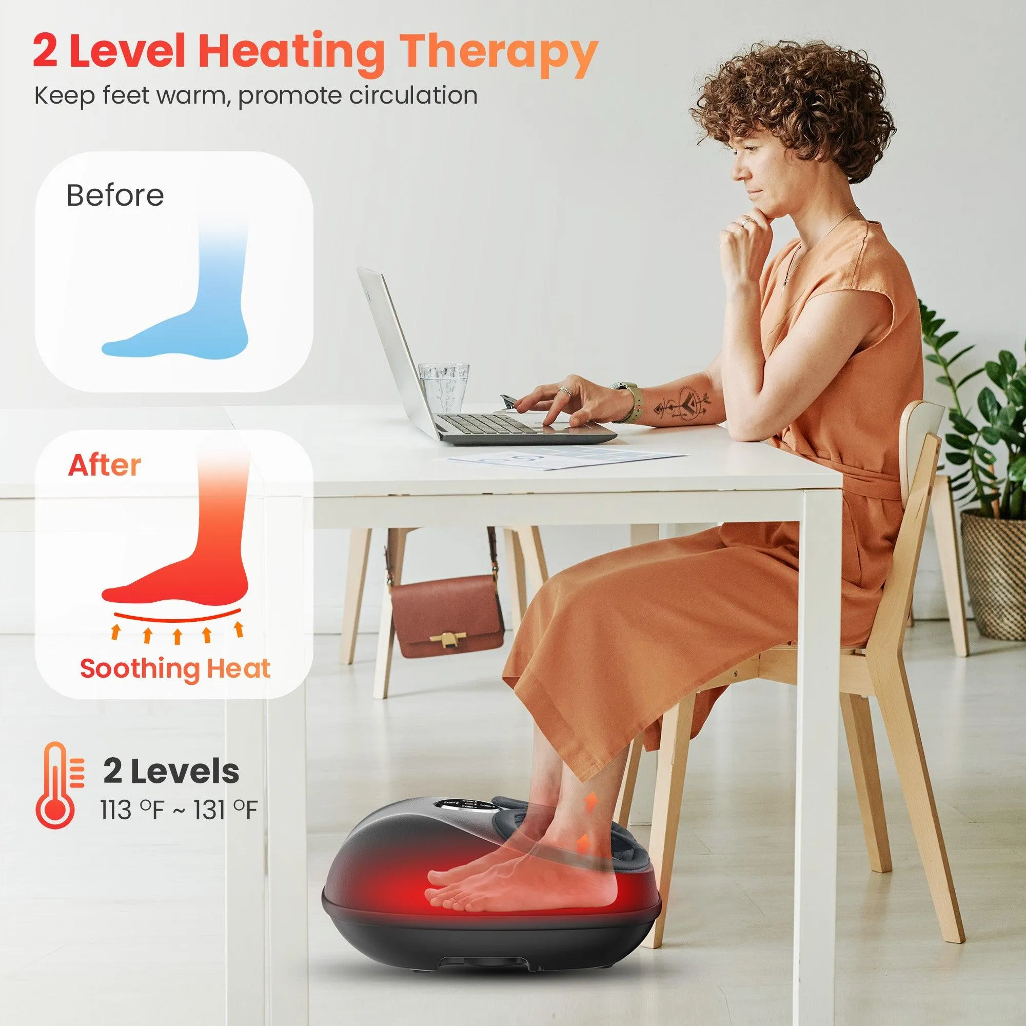 COMFIER 2024 Upgraded Shiatsu Foot Massager Machine with Remote,Electric Foot Massager for Neuropathy Plantar Fasciitis, Deep Kneading Feet Massager with Heat - 5003RC