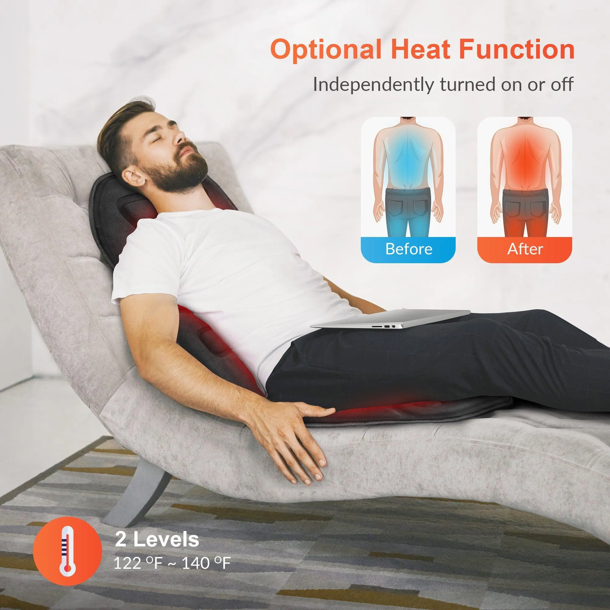 COMFIER Back Massager with Heat, App Control Vibration Massage Seat Cushion --CF-2206-APP