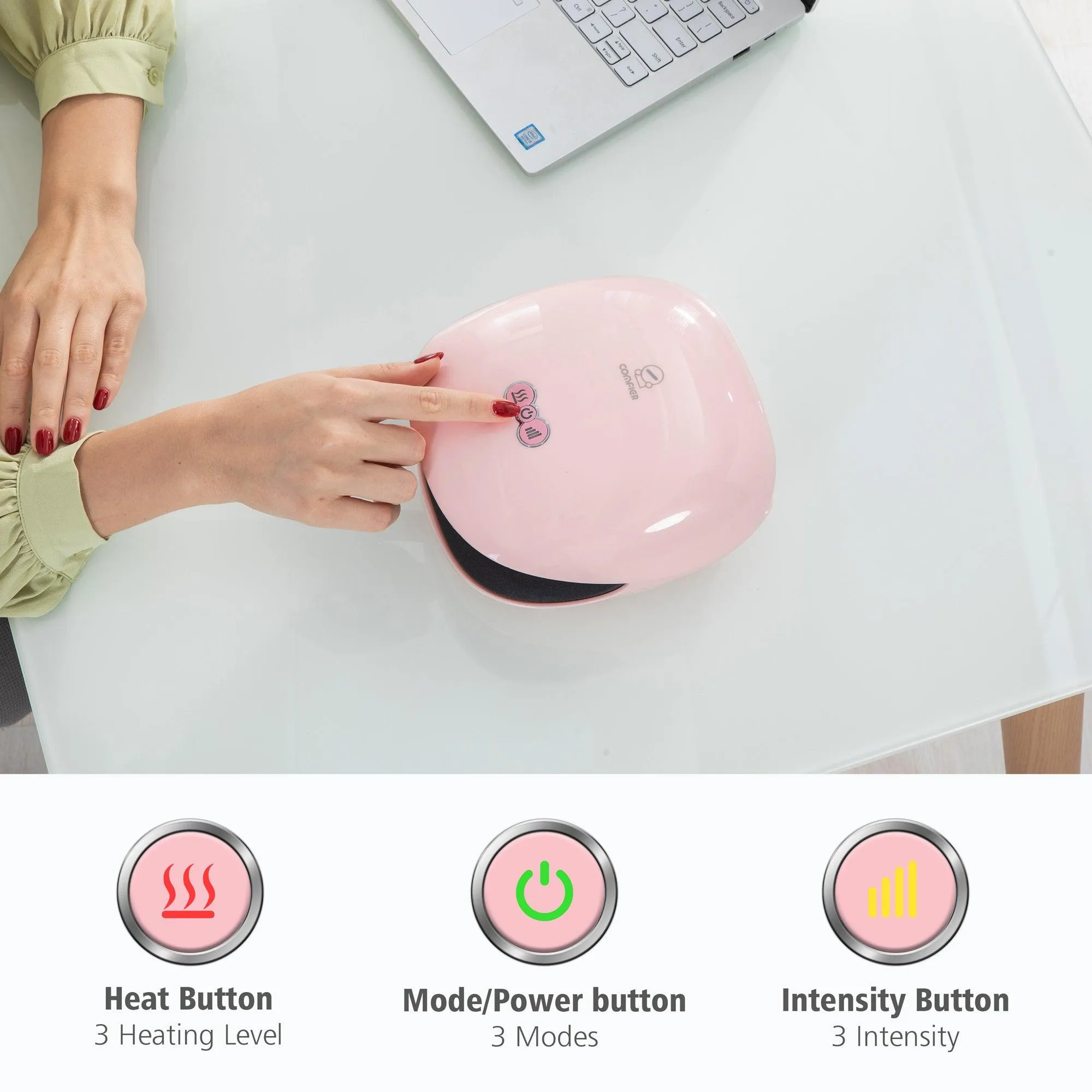 Comfier Cordless Hand Massager Machine with Heat for Carpal Tunnel hand pain relief(Pink) - 4803P