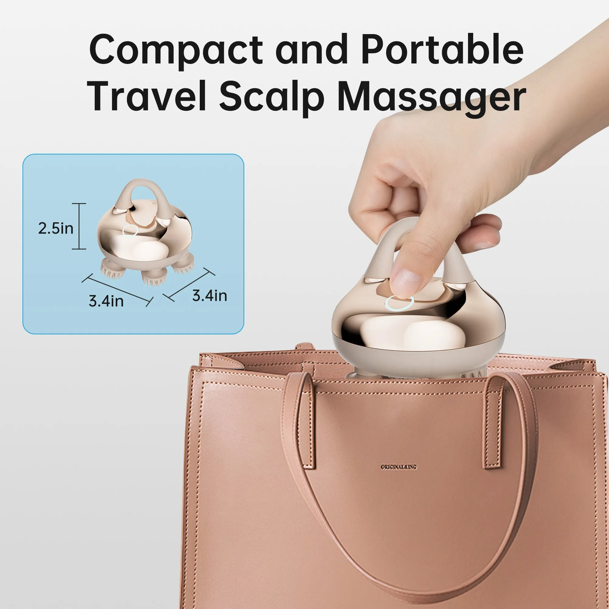 COMFIER Cordless Scalp Massager Hair Growth with 3 kneading Modes,Waterproof Head Massager with 8 Claws for Deep Cleansing,Head Scratcher,Cat Massager(Gold) CF-4402