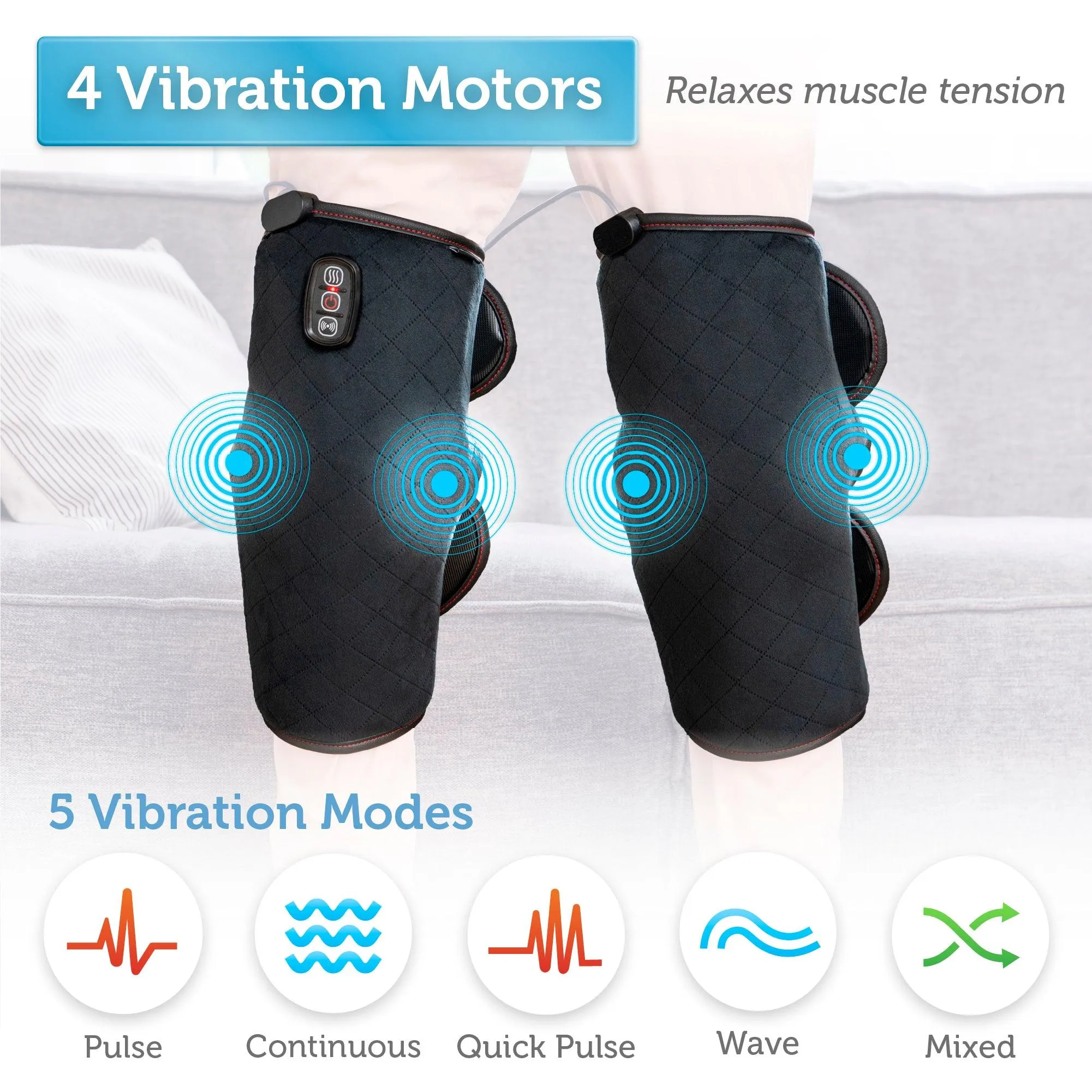 Comfier Heated Knee Brace Wrap with Massage,Vibration Knee Massager with Heat - 5701