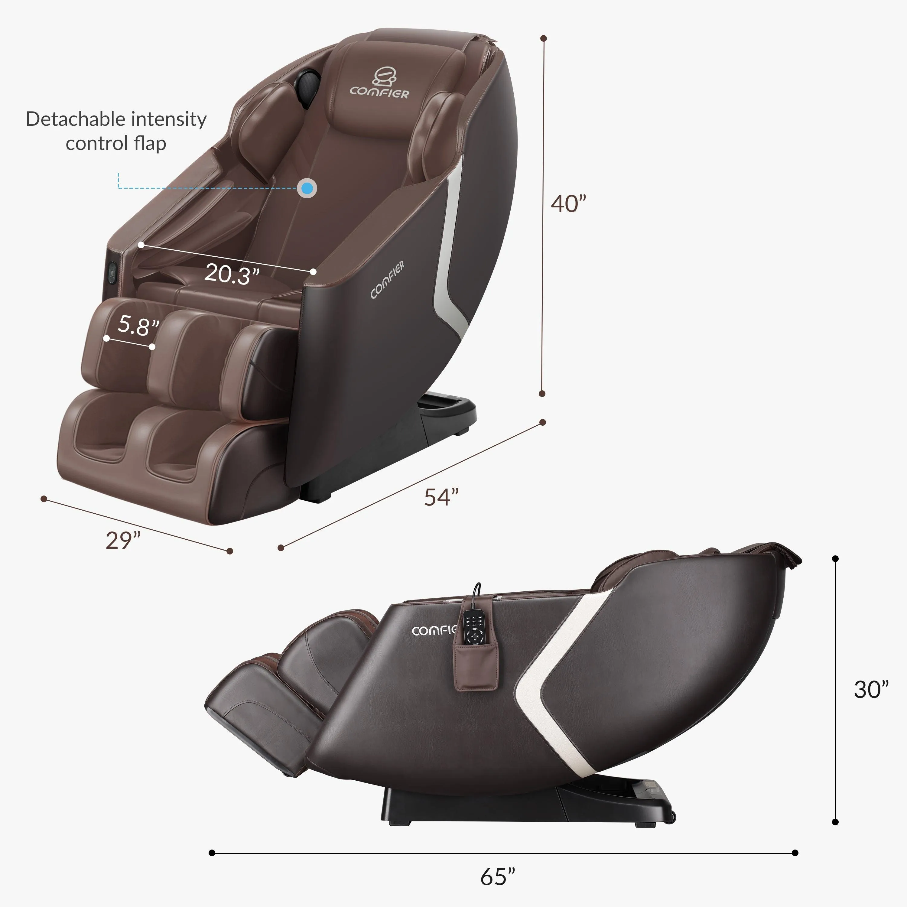 COMFIER Full Body Massage Chair with Zero Gravity Reclining Function and SL Track - Model CF-9212BR