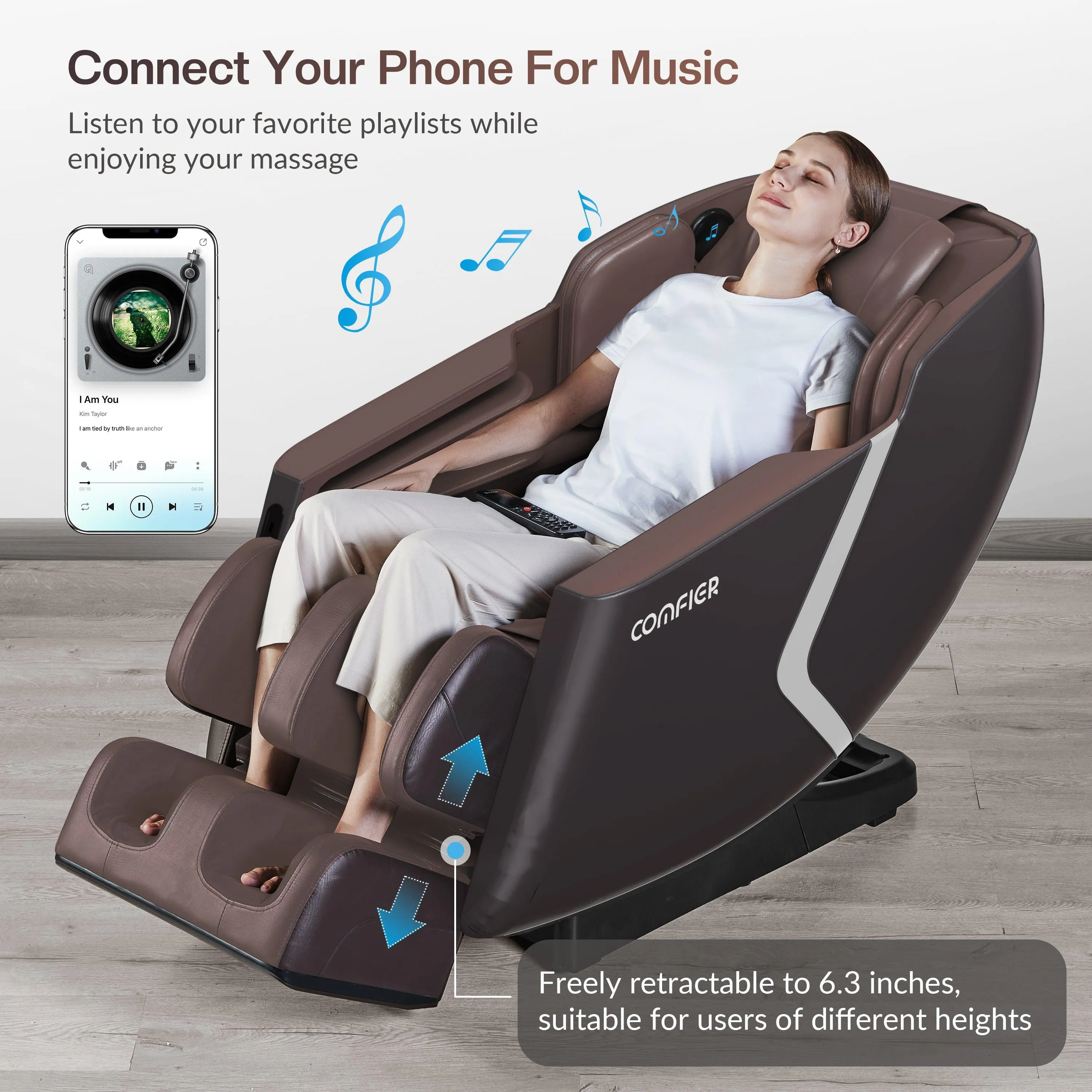 COMFIER Full Body Massage Chair with Zero Gravity Reclining Function and SL Track - Model CF-9212BR