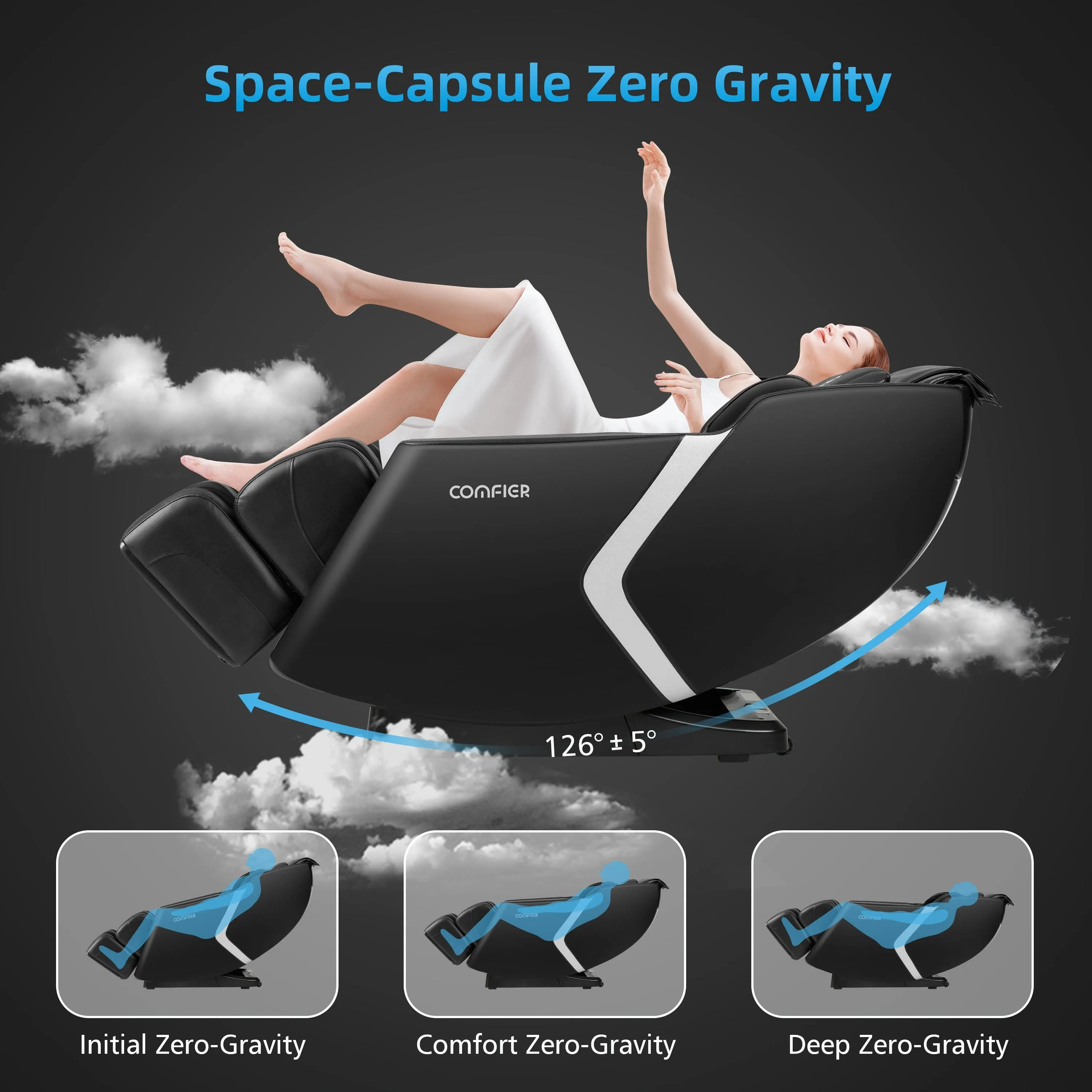 Comfier Massage Chair Recliner, AI-powered, Full Body Massage Recliner Chair, Zero Gravity, Bluetooth Speaker