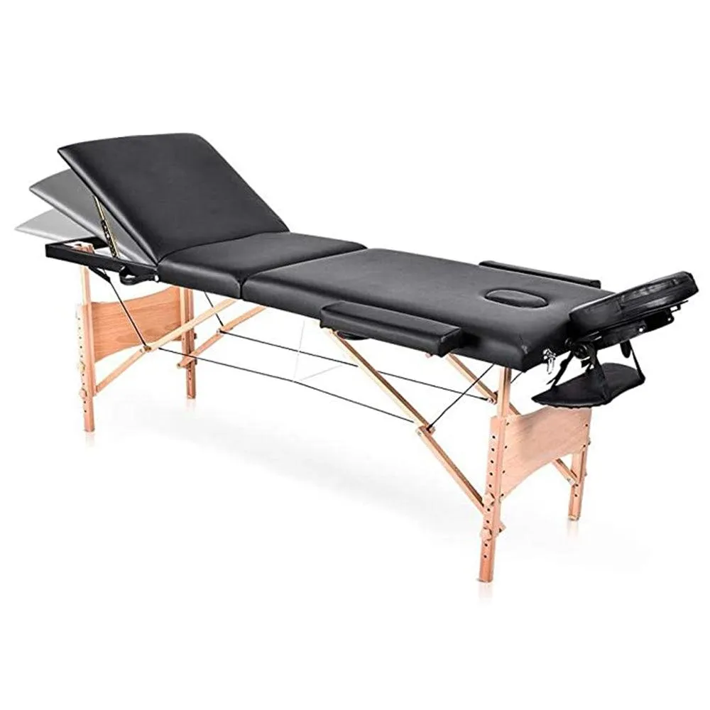 COOLBABY KYBJ-302 Portable Fitness Massage Table Professional Adjustable Folding Bed With 3 Sections Wooden Frame Ergonomic Headrest With Carrying Bag