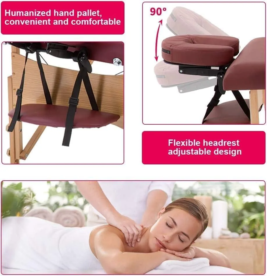 COOLBABY KYBJ-304 Portable Fitness Massage Table Professional Adjustable Folding Bed With 3 Sections Wooden Frame Ergonomic Headrest With Carrying Bag