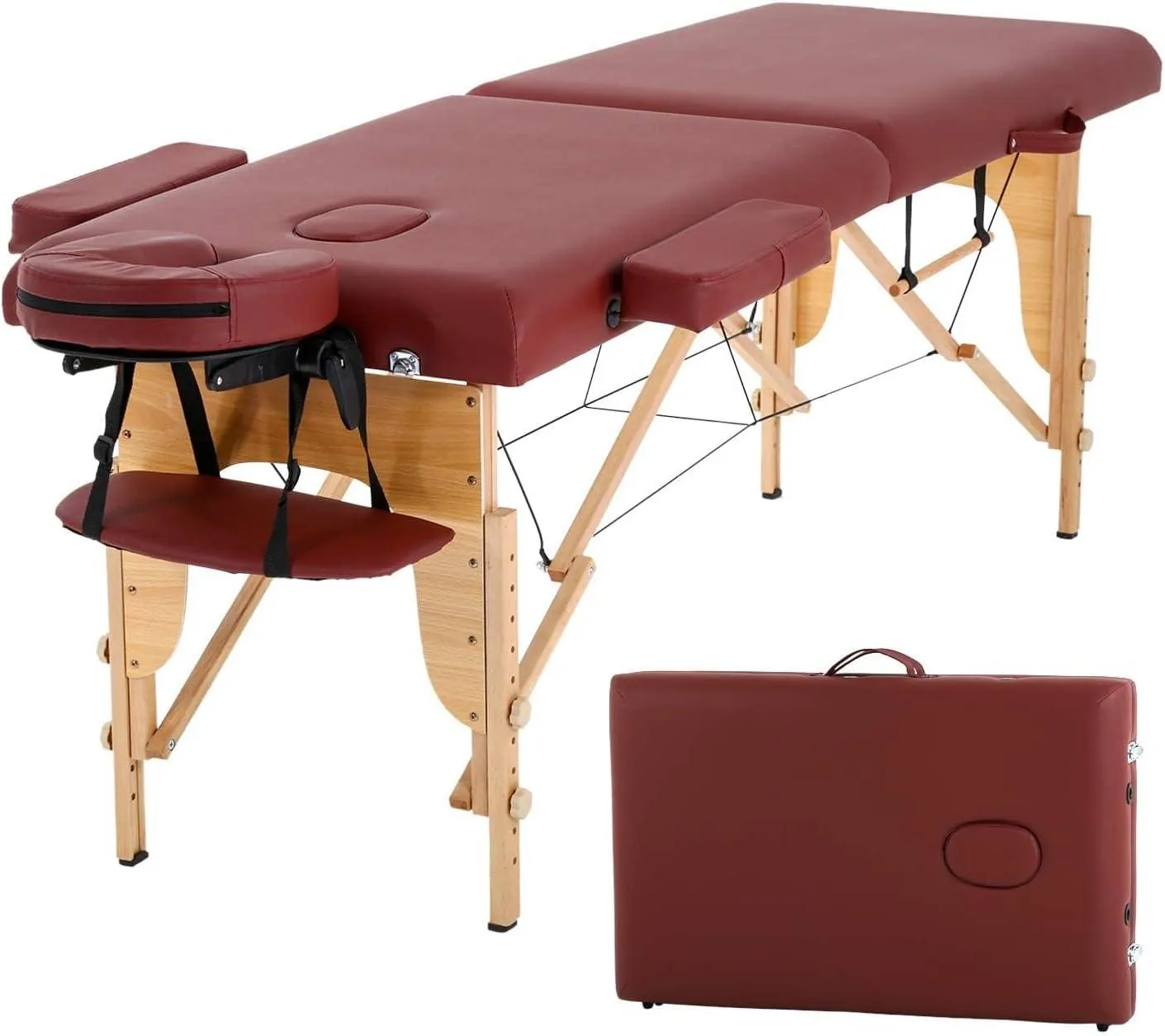 COOLBABY KYBJ-304 Portable Fitness Massage Table Professional Adjustable Folding Bed With 3 Sections Wooden Frame Ergonomic Headrest With Carrying Bag