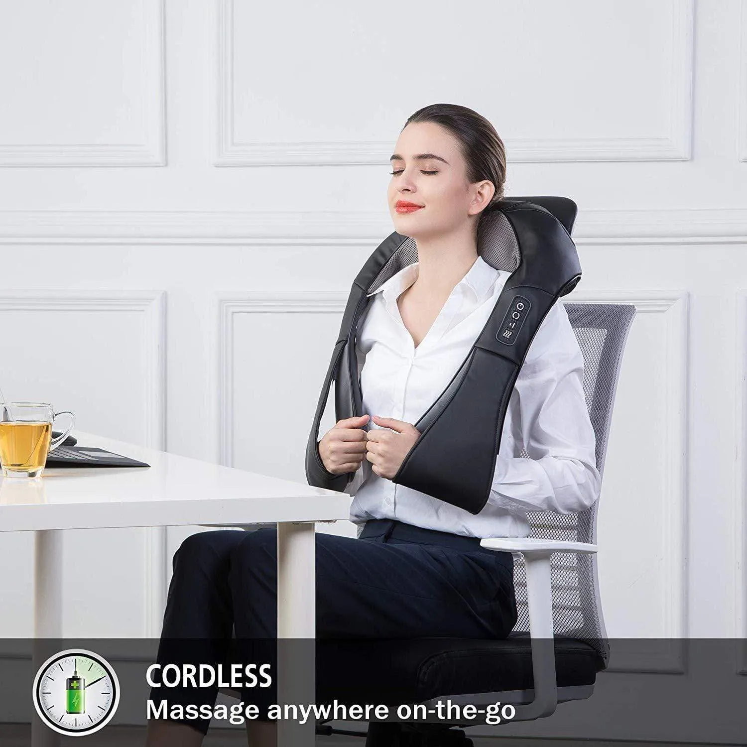 Cordless Neck Back Massager - Shiatsu Neck and Shoulder Massager with Heat  - 632NC