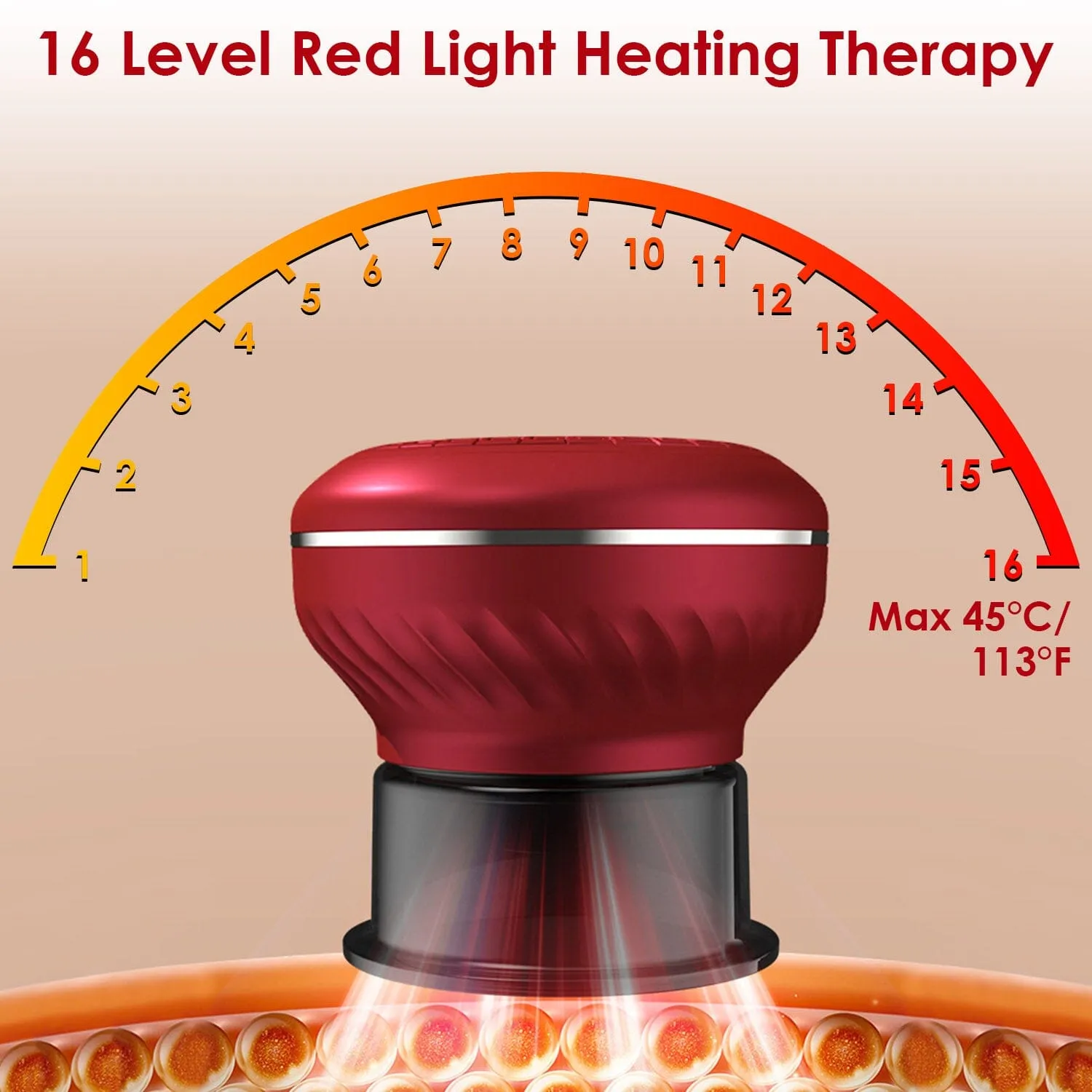 Cuppin Therapy Massager with Red Light Heat Therapy 16 Level Temperature