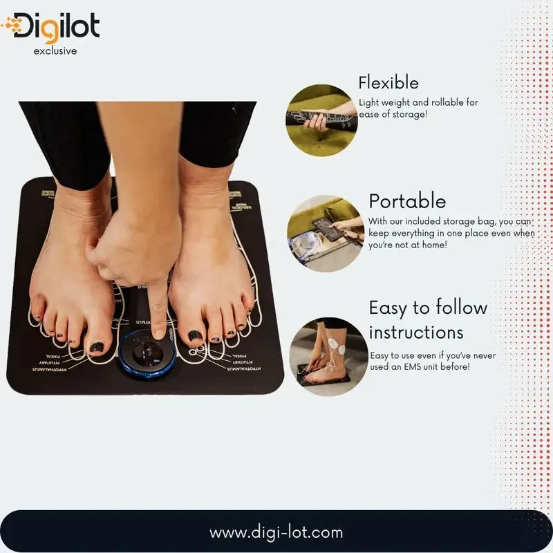 Discover Ultimate Relaxation: Digilot'S Complete EMS Foot and Full Body Massager Set | Includes Massage Pads, Extra-Thick Foot Pad for Larger Feet, Neck Pad, Stylish Carry Bag, and USB Charger - Elevate Your Comfort and Wellness Journey Today