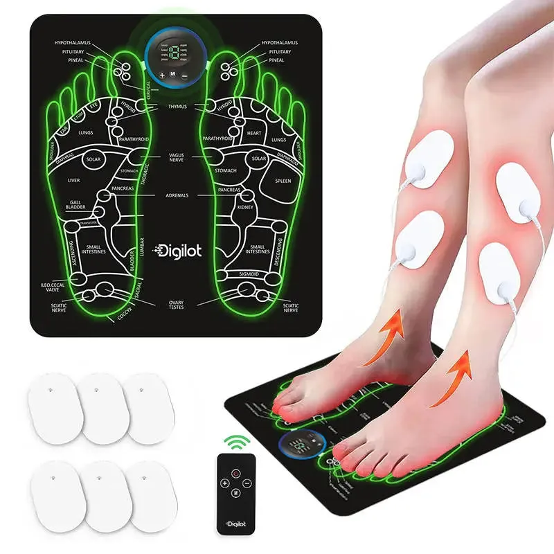 Discover Ultimate Relaxation: Digilot'S Complete EMS Foot and Full Body Massager Set | Includes Massage Pads, Extra-Thick Foot Pad for Larger Feet, Neck Pad, Stylish Carry Bag, and USB Charger - Elevate Your Comfort and Wellness Journey Today