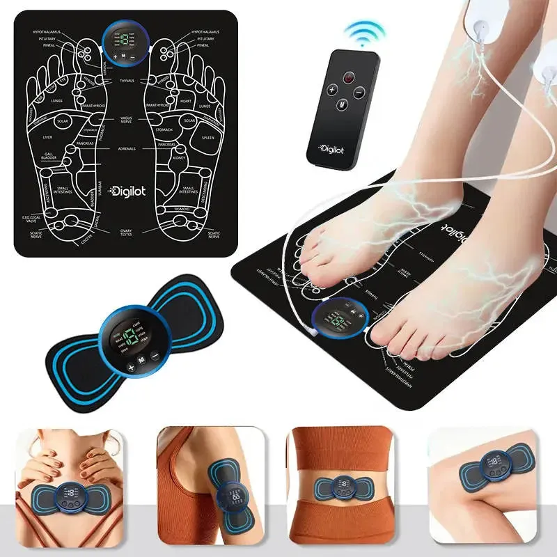 Discover Ultimate Relaxation: Digilot'S Complete EMS Foot and Full Body Massager Set | Includes Massage Pads, Extra-Thick Foot Pad for Larger Feet, Neck Pad, Stylish Carry Bag, and USB Charger - Elevate Your Comfort and Wellness Journey Today