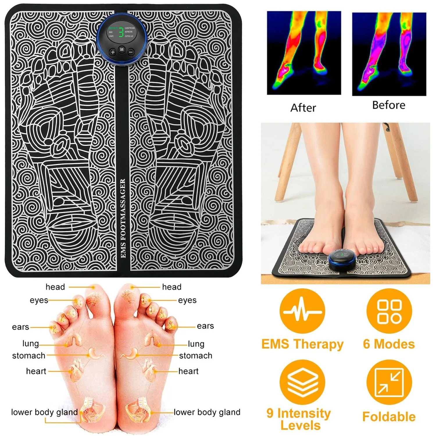 EMS Foot Massage Pad Electric Stimulator