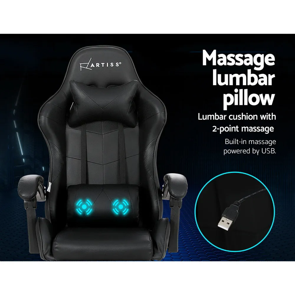 Ergonomic Massage Gaming Chair with Footrest - Artiss