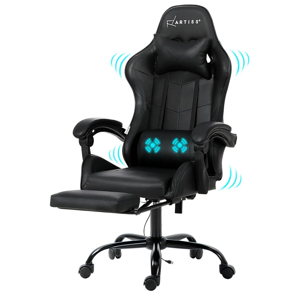 Ergonomic Massage Gaming Chair with Footrest - Artiss