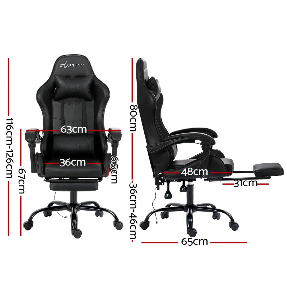 Ergonomic Massage Gaming Chair with Footrest - Artiss