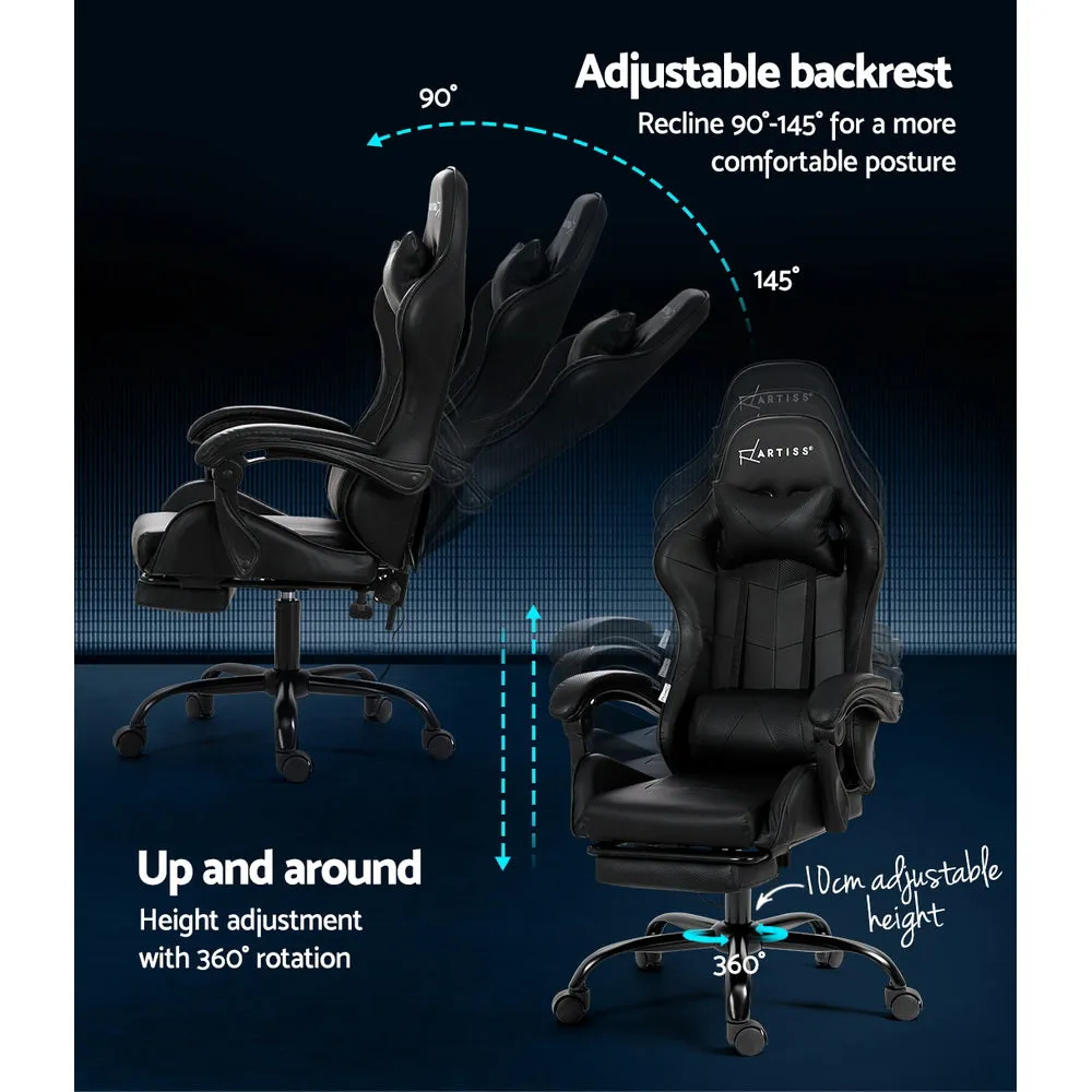 Ergonomic Massage Gaming Chair with Footrest - Artiss