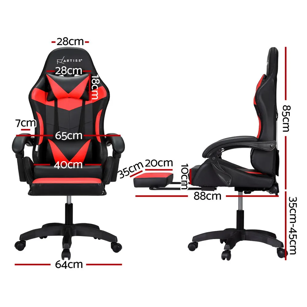 Ergonomic Massage Gaming Office Chair w/ LED & Footrest - Artiss