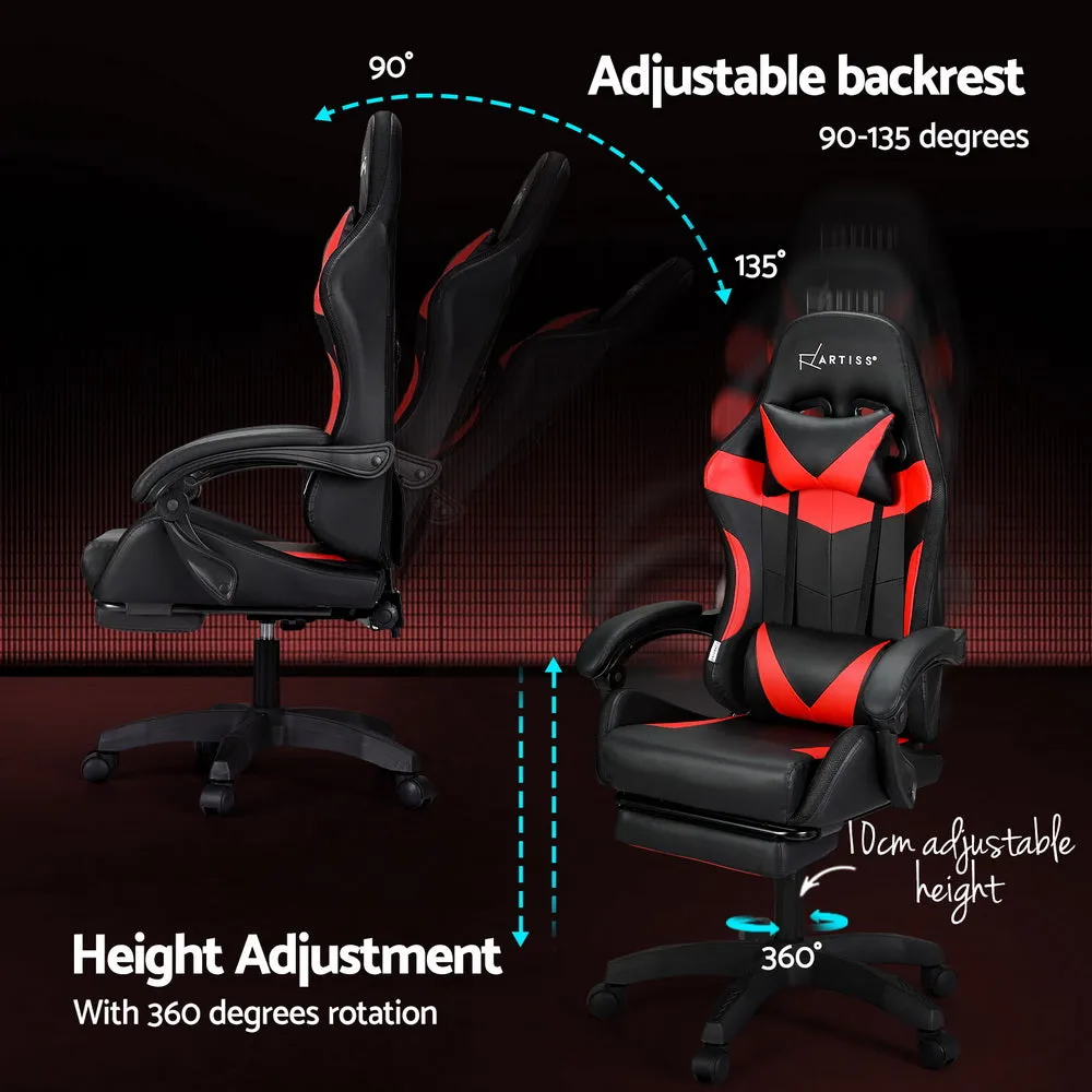 Ergonomic Massage Gaming Office Chair w/ LED & Footrest - Artiss