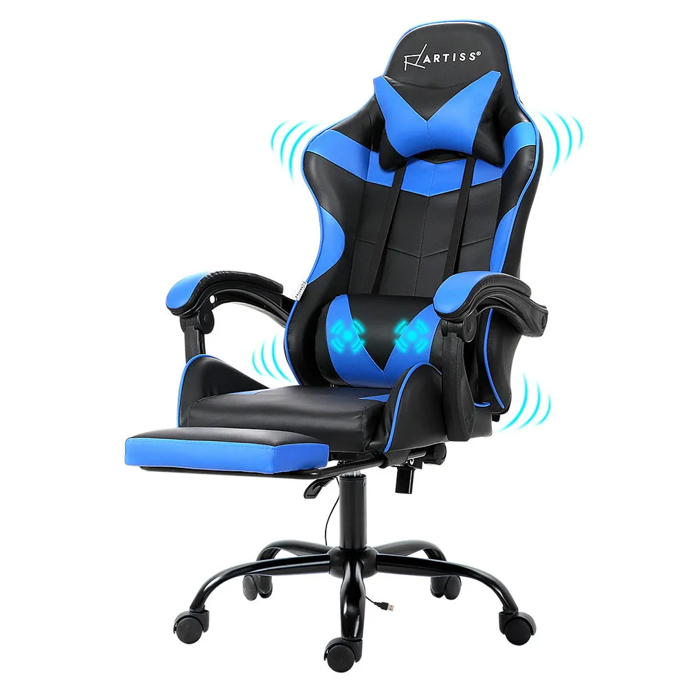 Ergonomic Massage Gaming Office Chair with Footrest - Artiss