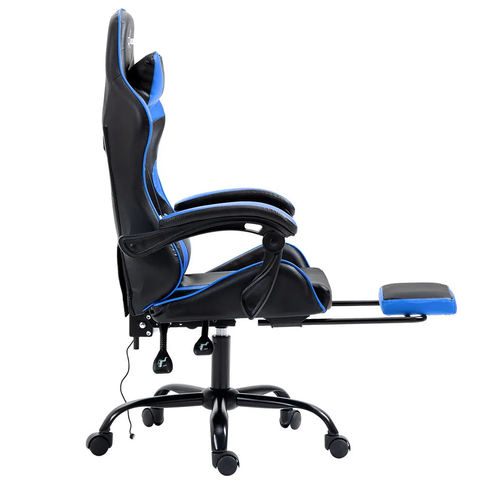 Ergonomic Massage Gaming Office Chair with Footrest - Artiss