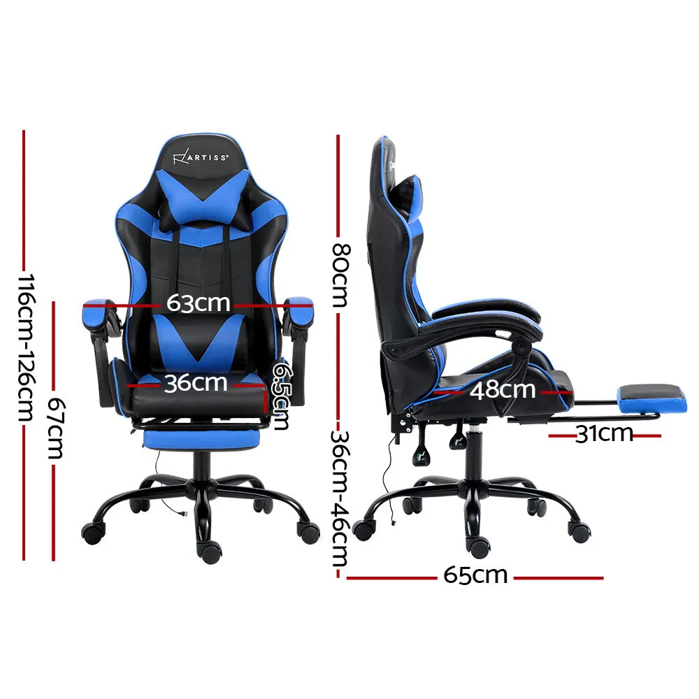 Ergonomic Massage Gaming Office Chair with Footrest - Artiss