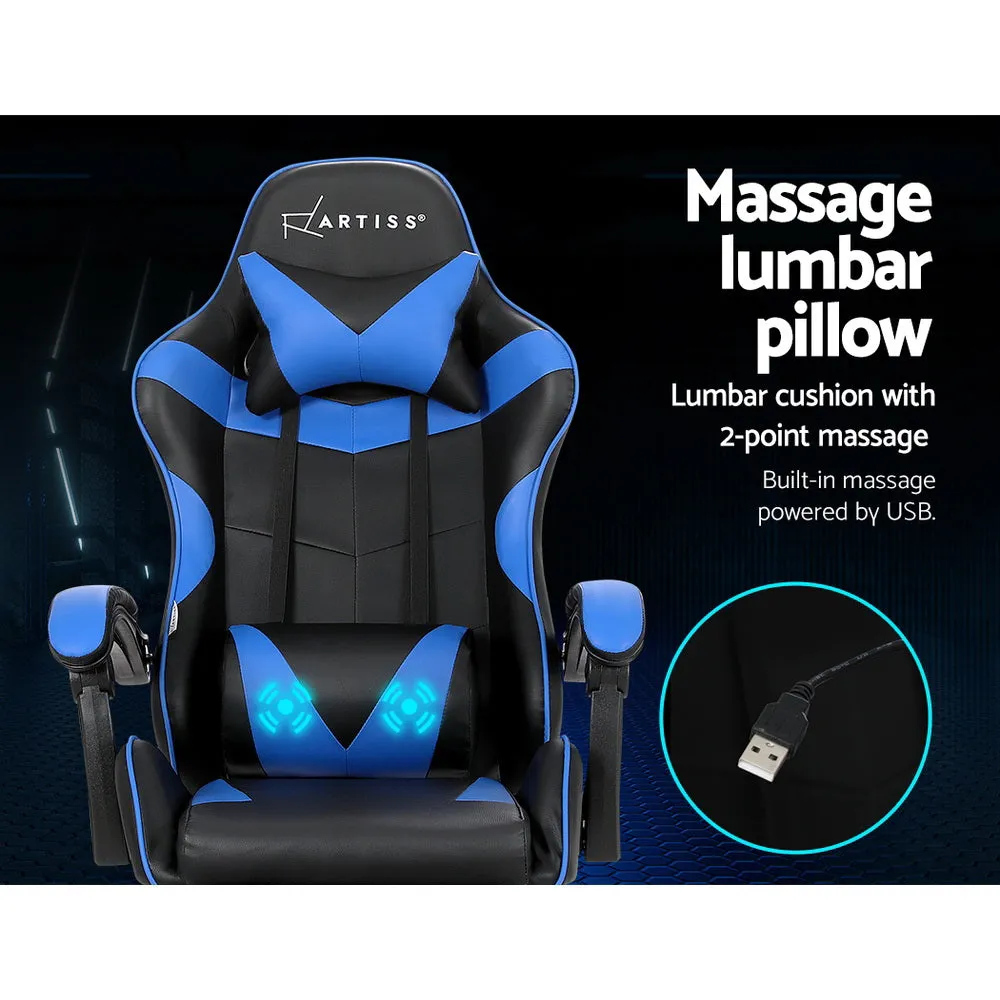 Ergonomic Massage Gaming Office Chair with Footrest - Artiss