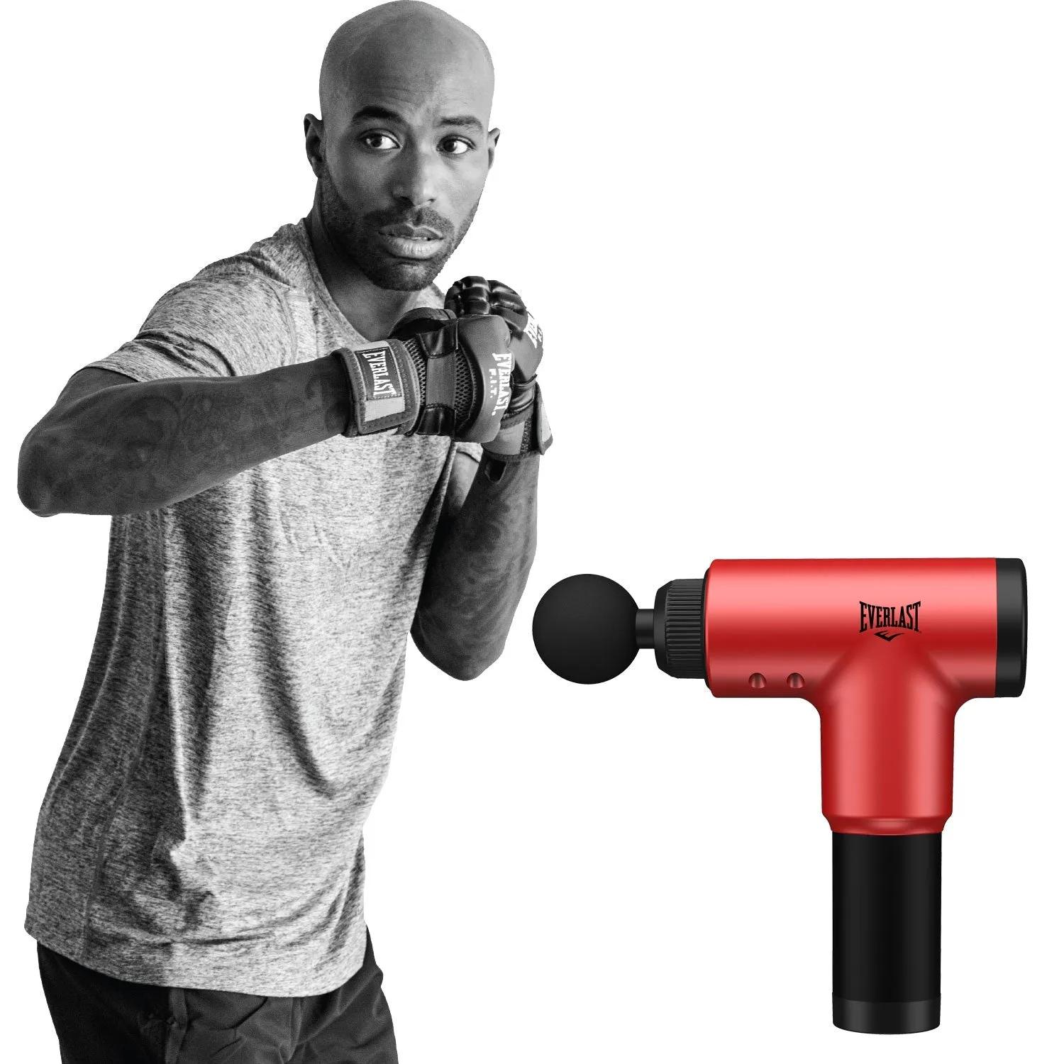 Everlast Beast Premium 6-Speed Deep Muscle Massage Gun with 4 Interchangeable Heads - Durable & Rugged