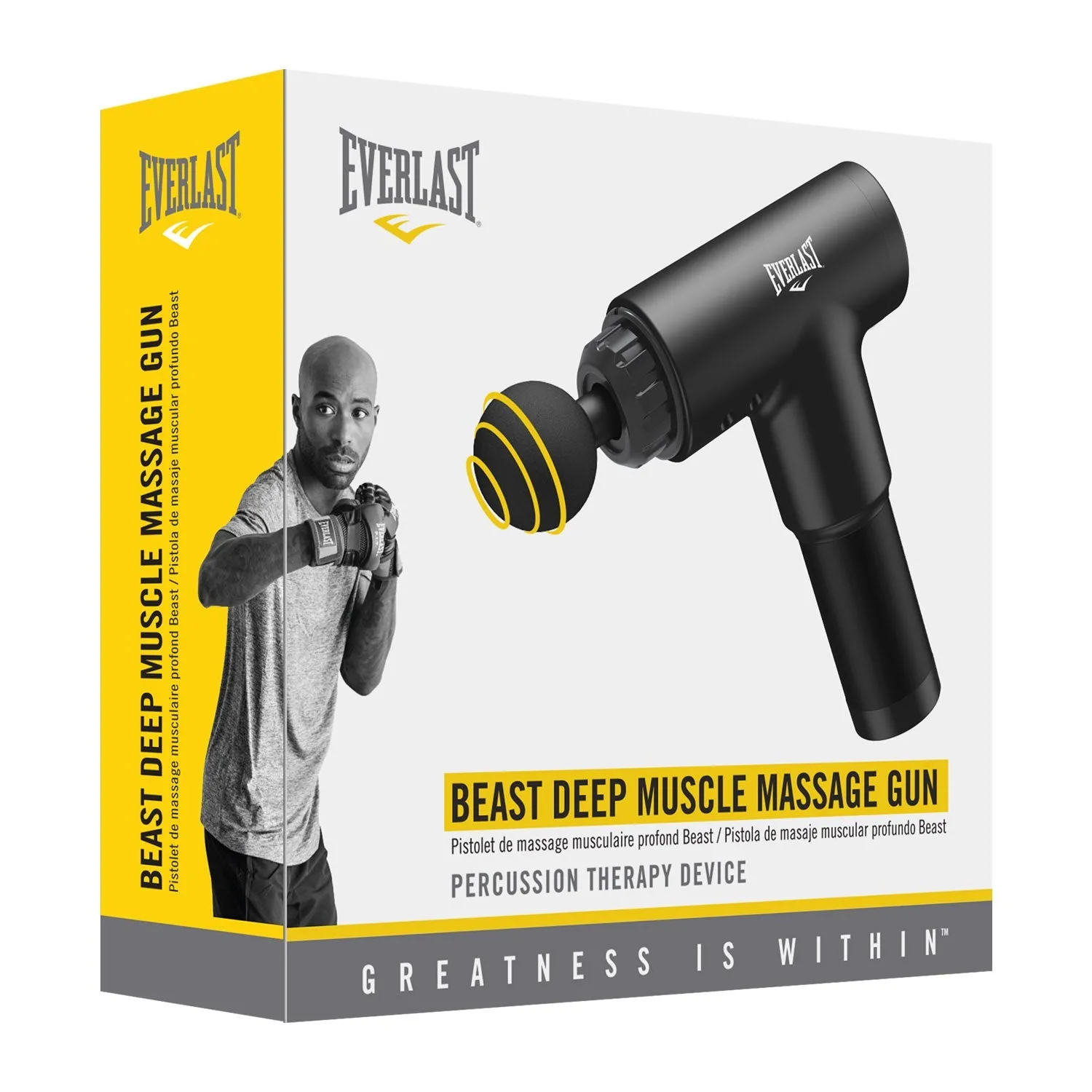 Everlast Beast Premium 6-Speed Deep Muscle Massage Gun with 4 Interchangeable Heads - Durable & Rugged