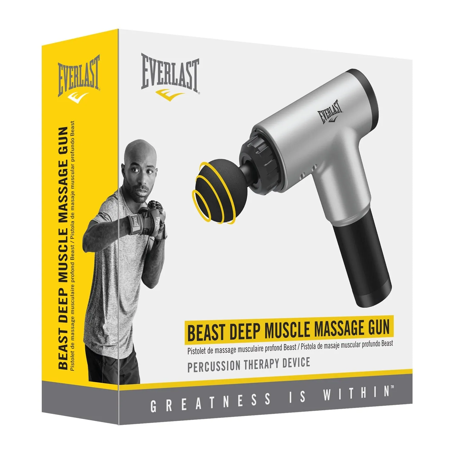 Everlast Beast Premium 6-Speed Deep Muscle Massage Gun with 4 Interchangeable Heads - Durable & Rugged