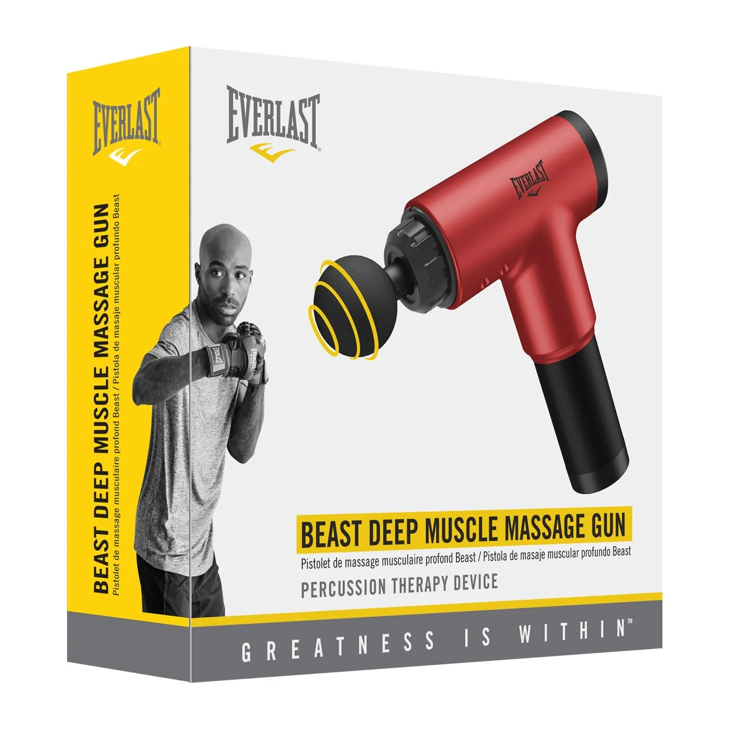 Everlast Beast Premium 6-Speed Deep Muscle Massage Gun with 4 Interchangeable Heads - Durable & Rugged