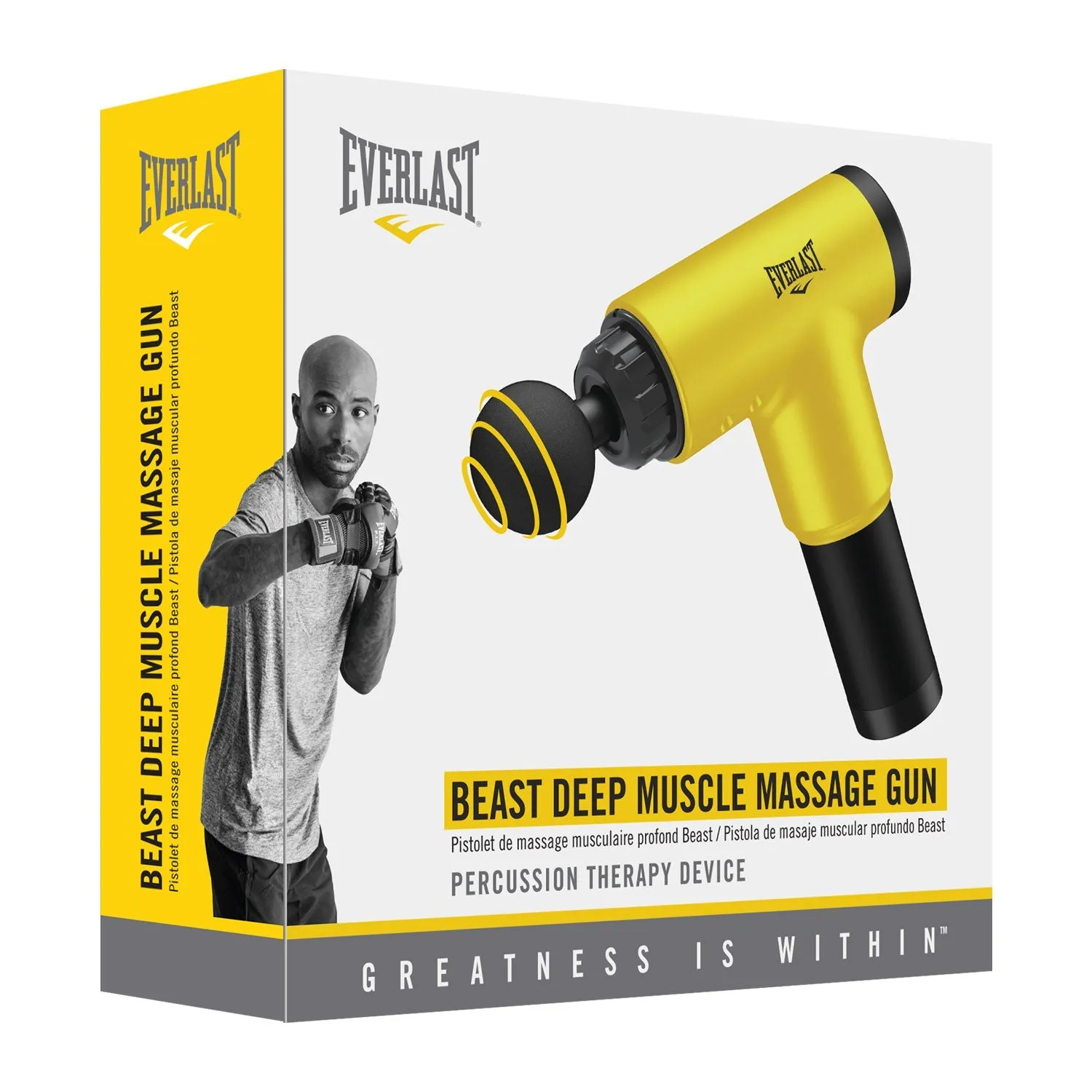 Everlast Beast Premium 6-Speed Deep Muscle Massage Gun with 4 Interchangeable Heads - Durable & Rugged