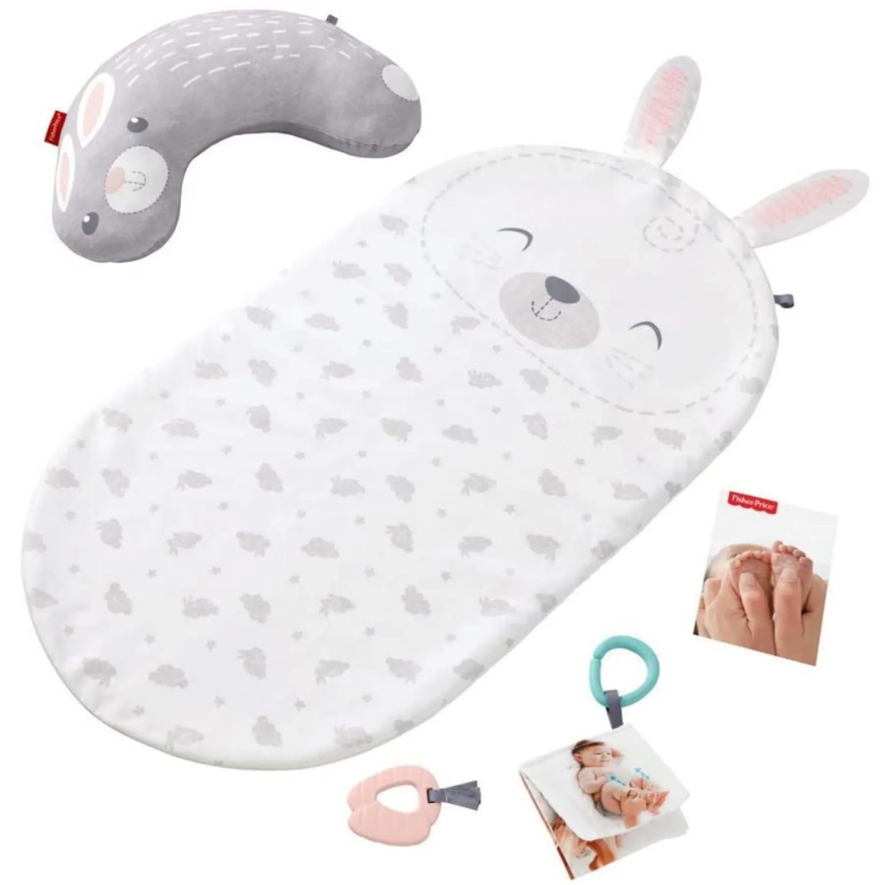 Fisher Price Baby Bunny Massage Set with Changing Mat and Wedge Pillow