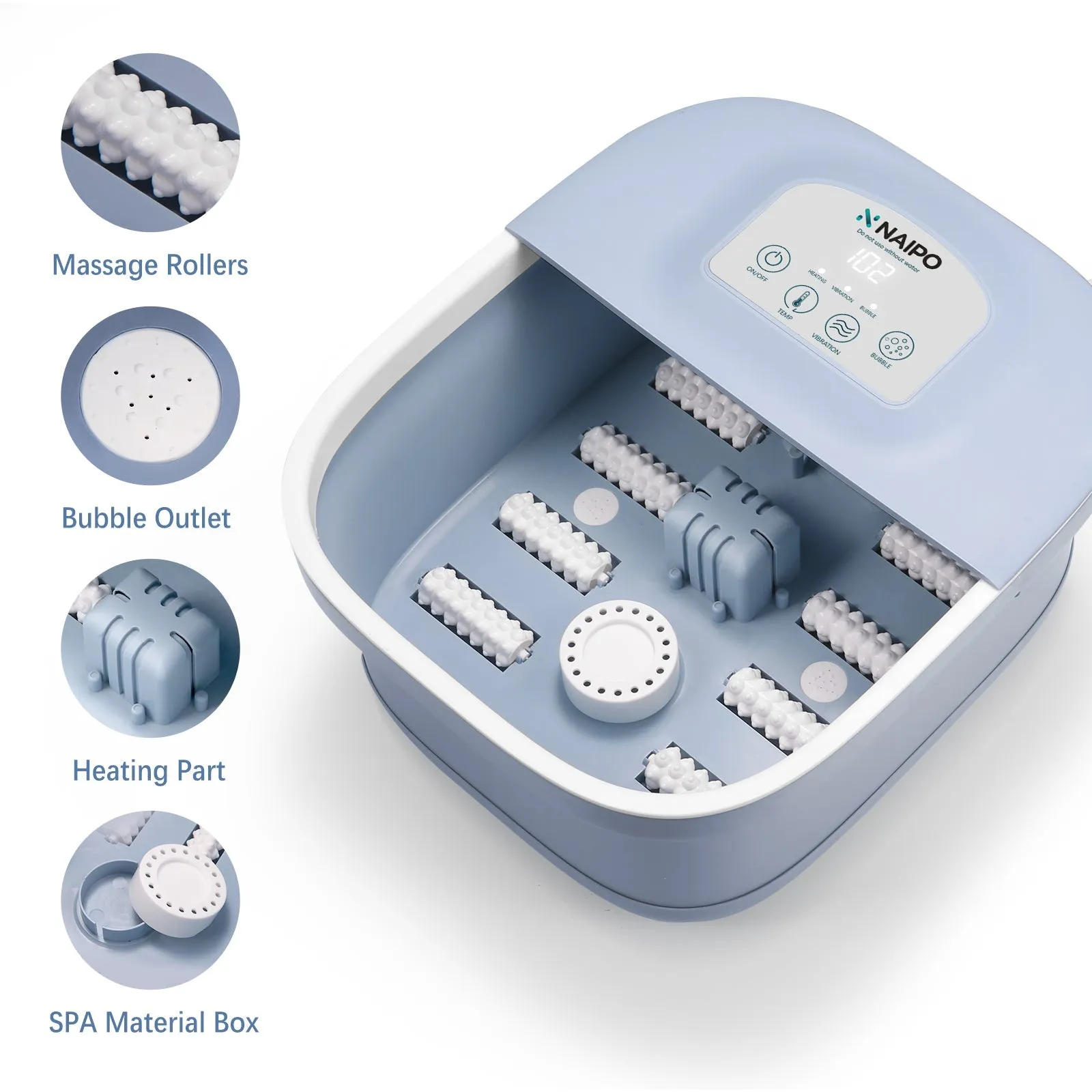 Foot Spa with Heat Bubbles Vibration 3 in 1 Function