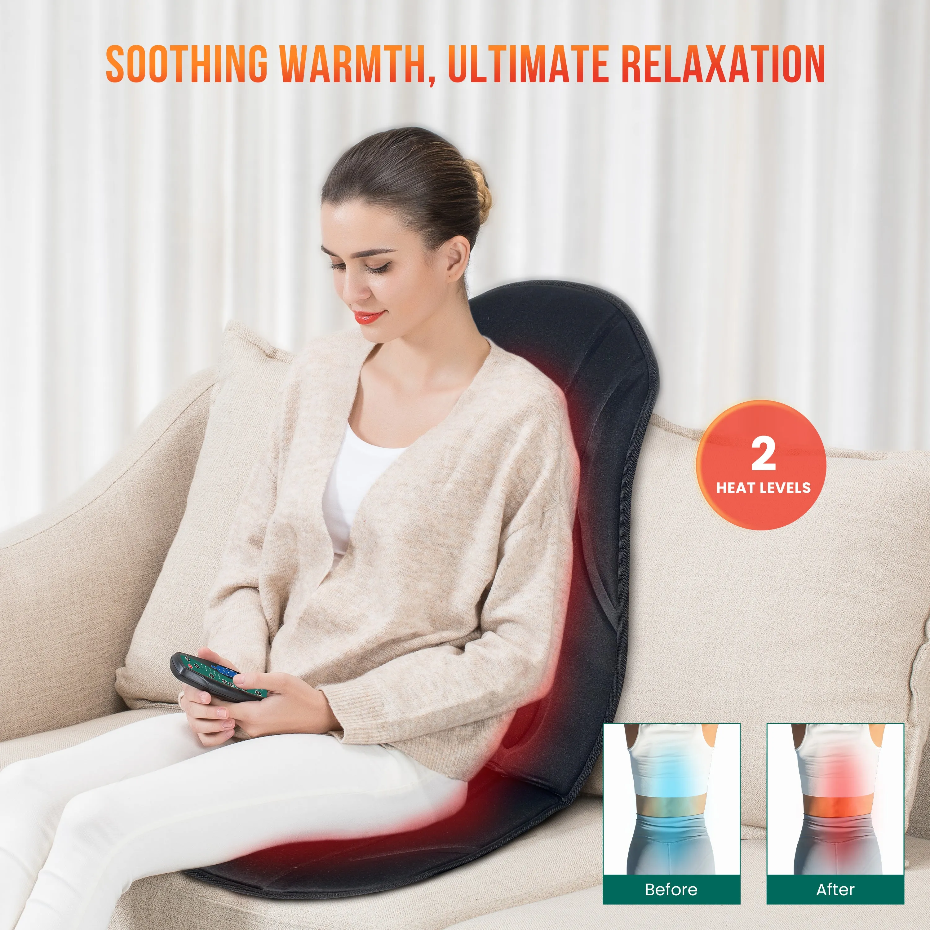 Heated Seat Massager with 8 Vibrating Motors & 5 Modes - SL-222